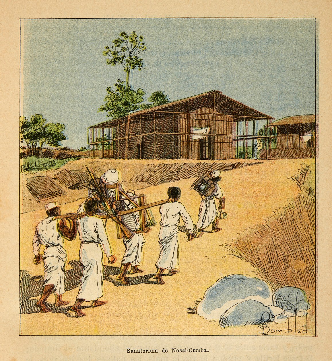 Válka na Madagaskaru - neoficiální historie francouzských expedic 1885-1895 od Henri Galli dit Galllichet (1854-1922), ilustrované Louisem Bombledem (1862-1927): sanatorium v ​​Nossi-Cumba v 19. století, částečná sbírka od Louis Charles Bombled