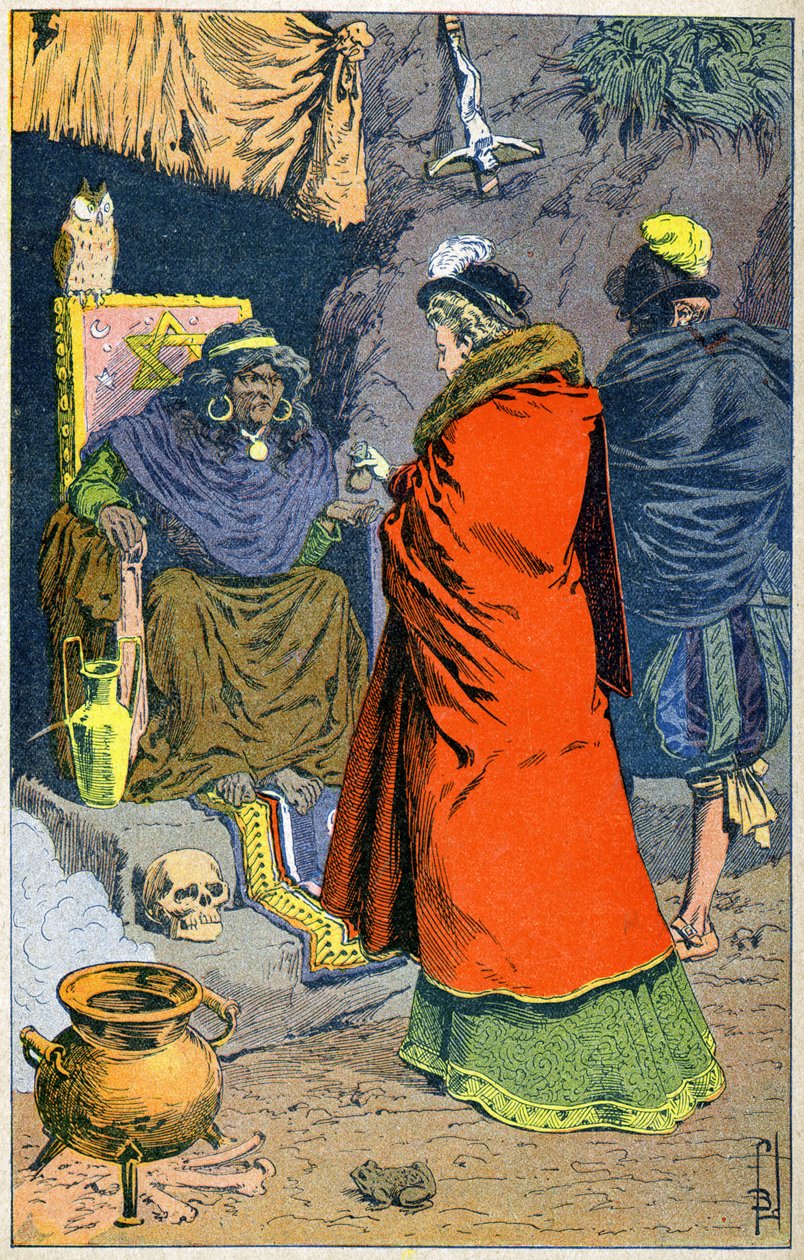 Čarodějnice prodávající filtry v 16. století. od Louis Charles Bombled