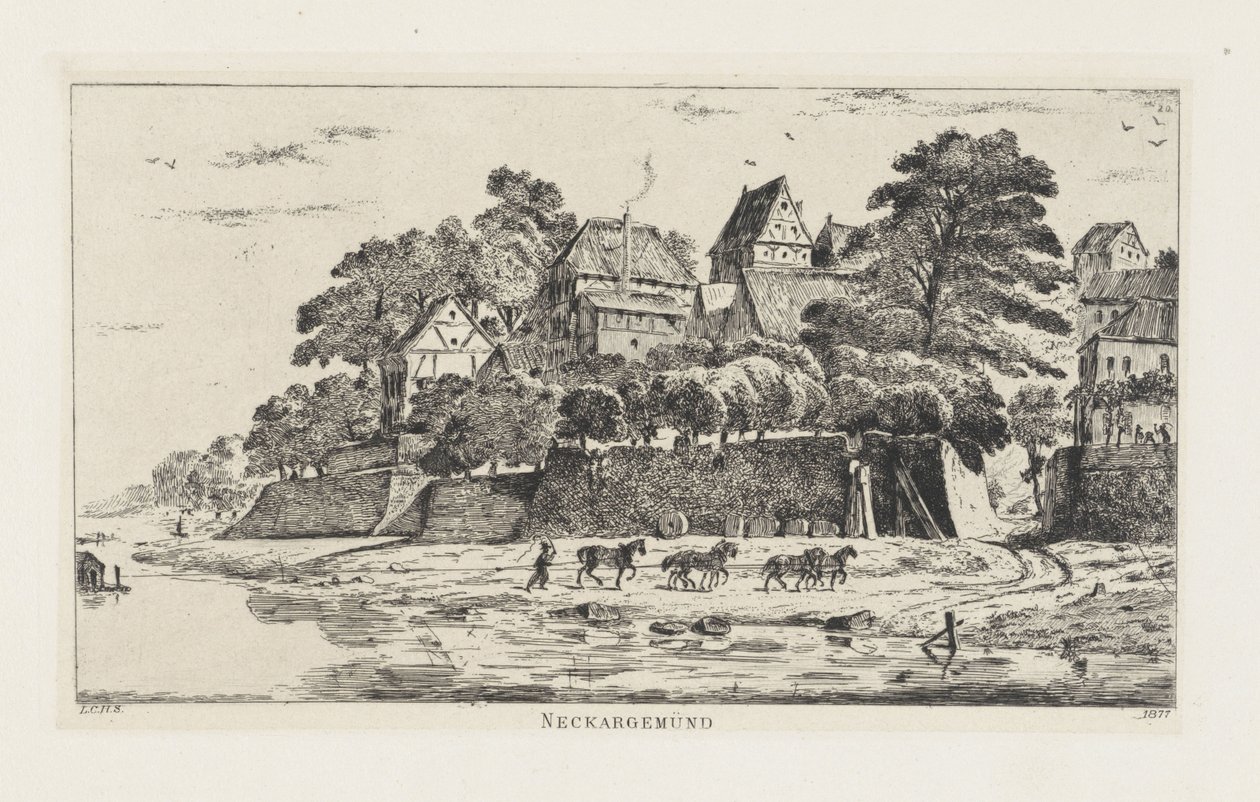 Pohled na Neckargemünd (Bádensko-Württembersko) Neckargemünd (název na objektu) od Louis Charles Hora Siccama