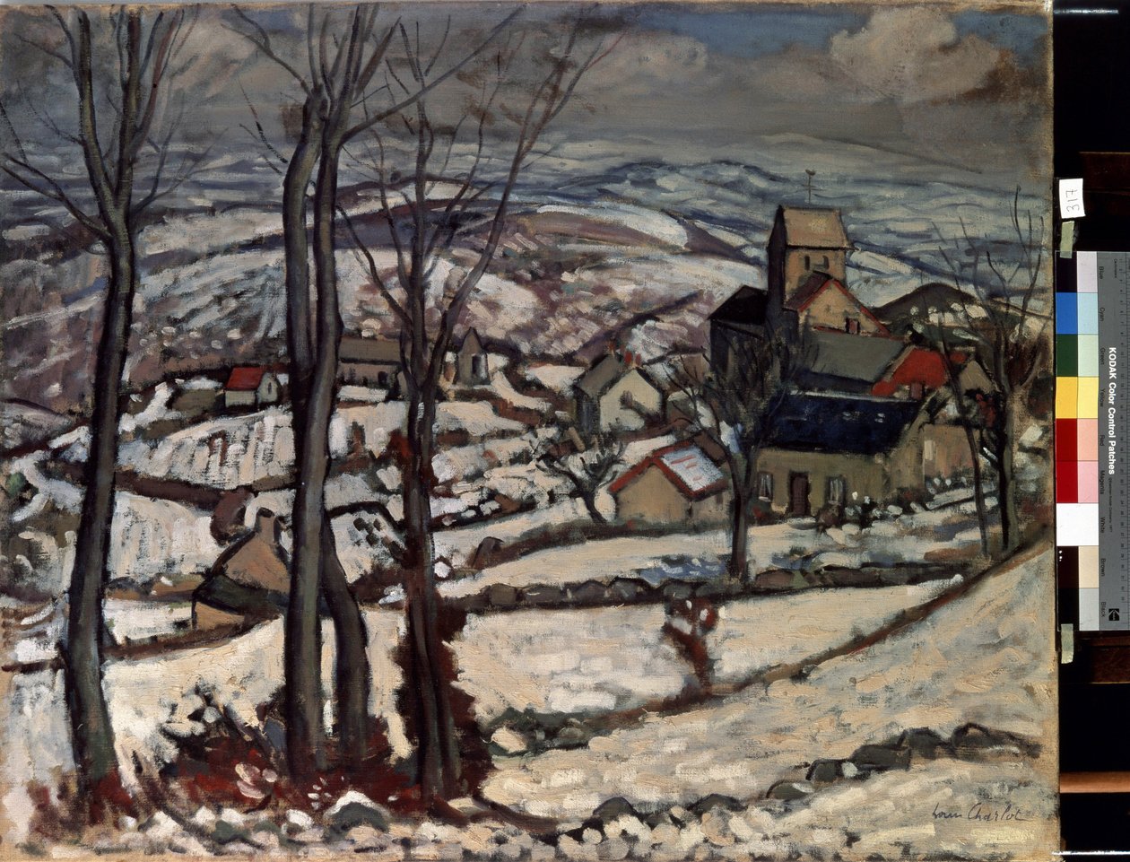 Vesnice v Morvan pod sněhem. Obraz Louise Charlota (1878-1951) od Louis Charlot