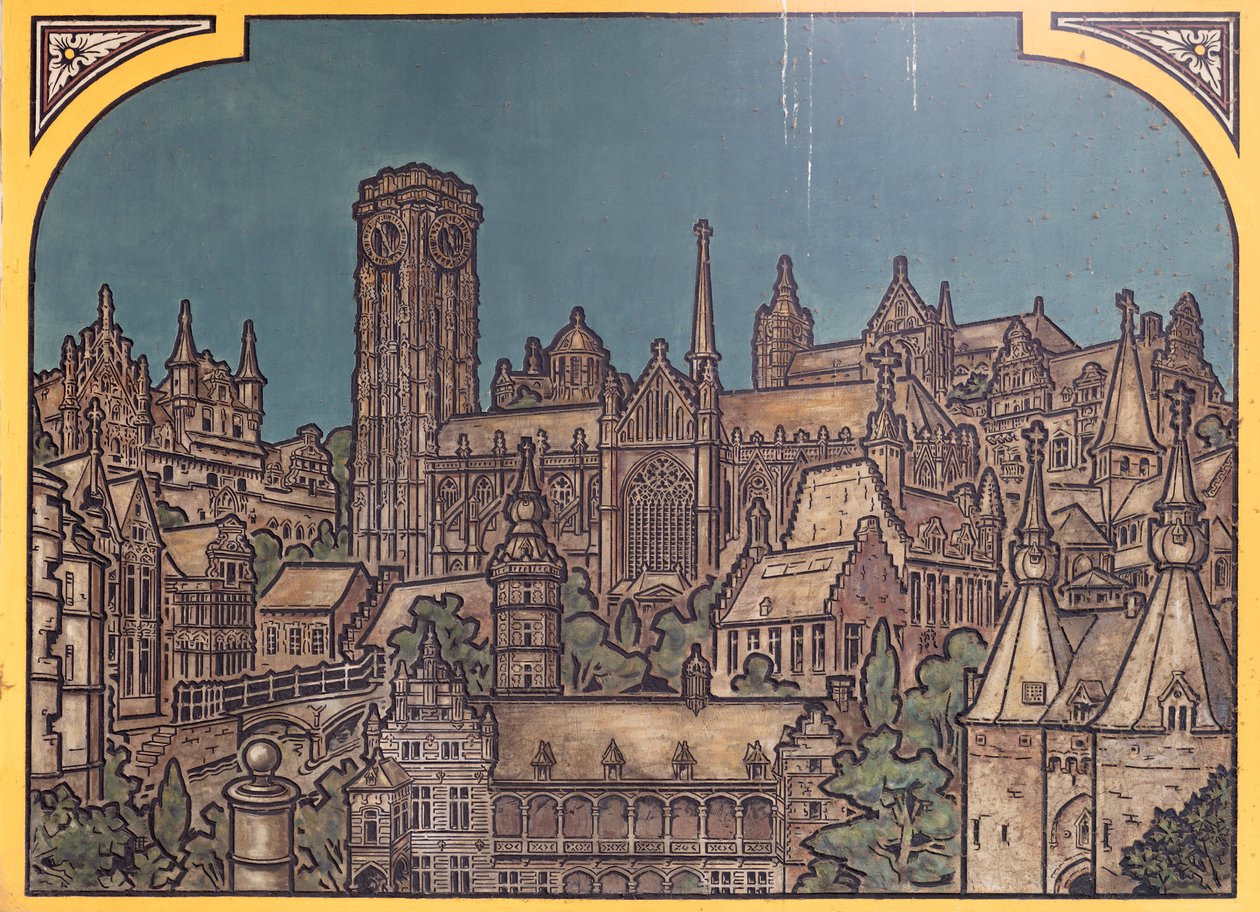 Budova nádraží (Sint-Pietersstation). Interiér. 1912. Vstupní hala. od Louis Cloquet