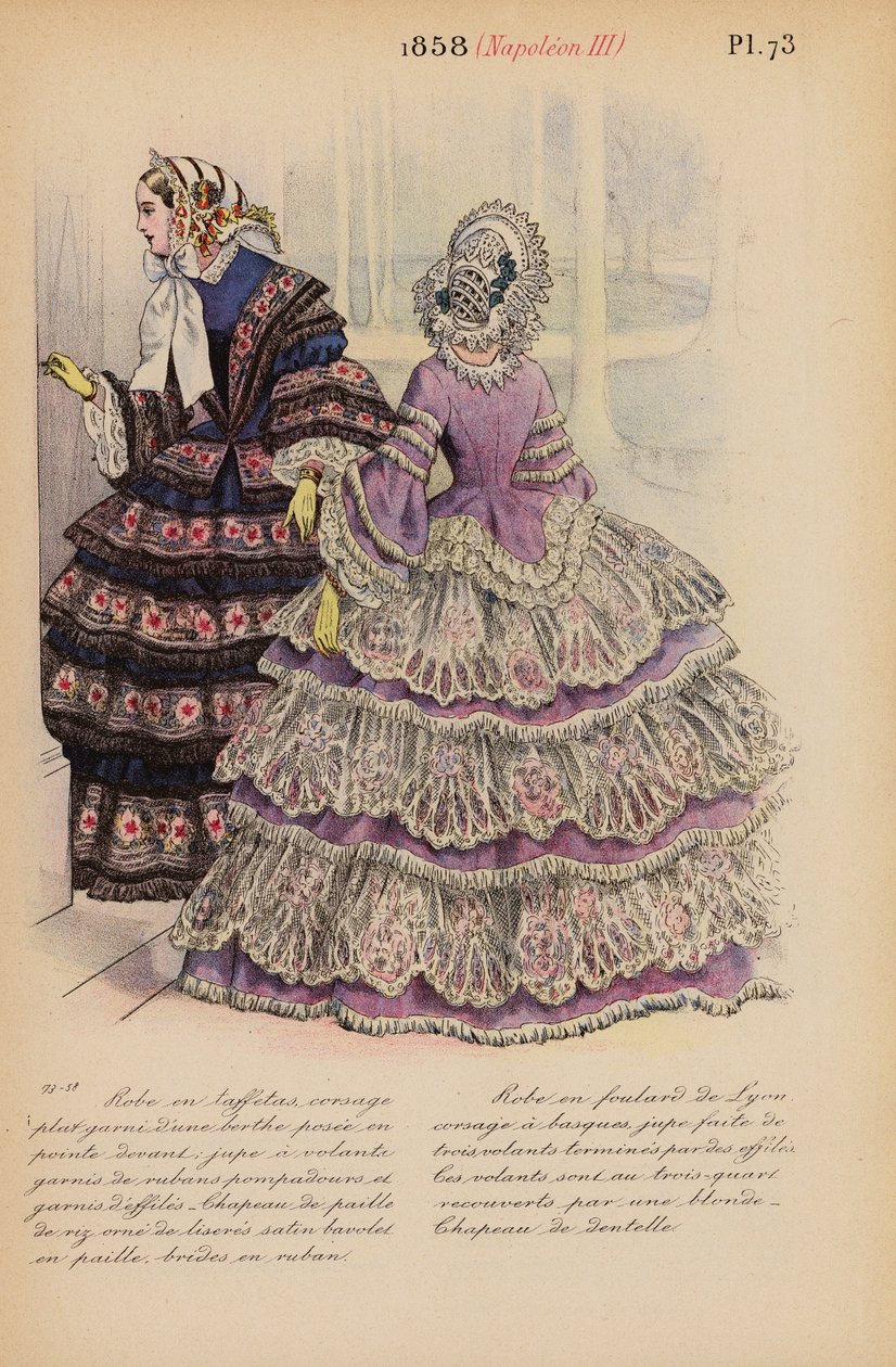 Francouzská móda: 1858, Napoleon III (kolorovaná rytina) od Louis Colas