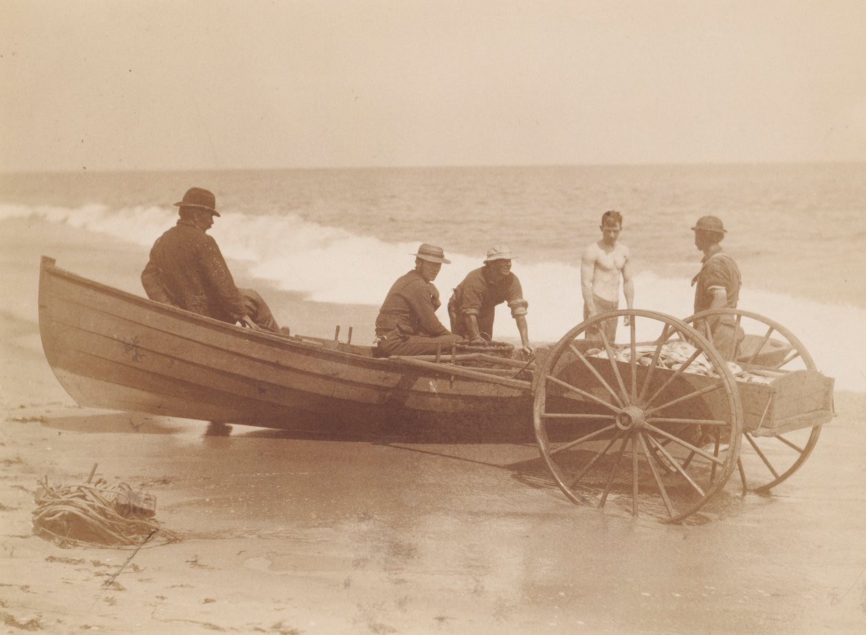 Rybáři vykládající loď, Sea Bright, New Jersey od Louis Comfort Tiffany