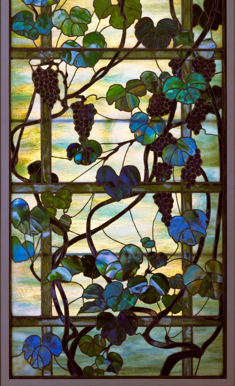 Grapevine Panel, cca 1902-15 (olovnaté favrilové sklo) od Louis Comfort Tiffany