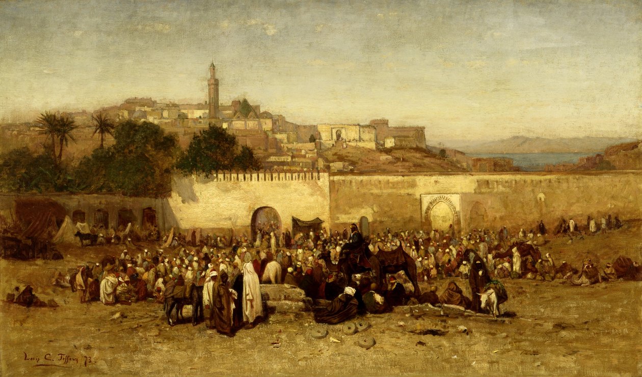 Tržní den před hradbami Tangeru, Maroko od Louis Comfort Tiffany