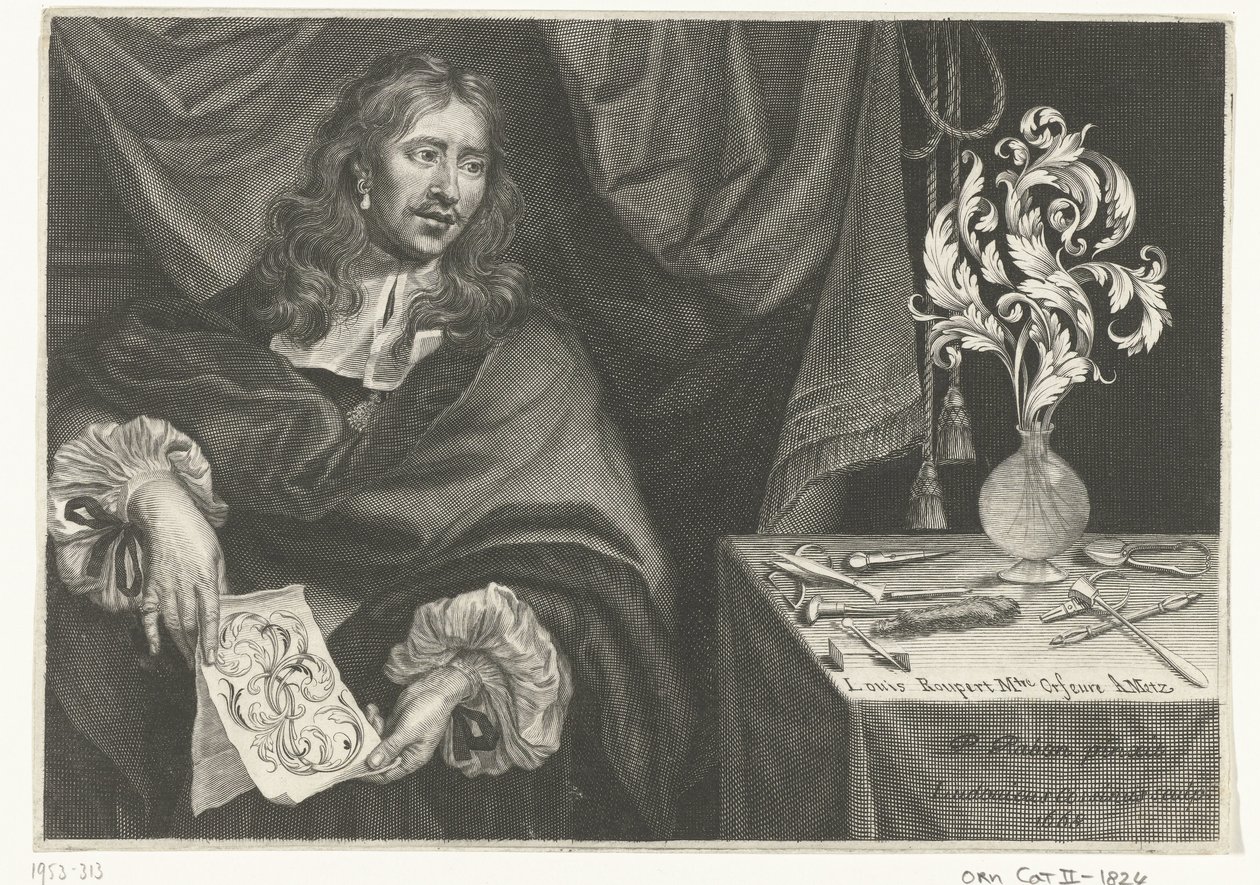 Titelprent met het portret van Louis Roupert Ornamenten voor edelsmeden (series title)   1369196   cs       czech Successfully Translated  Original: Rotstuin Translat: Rotstuin 1368748 cs czech Successfully Translated Original: Beggar Woman Receiving Chari od Louis Cossin