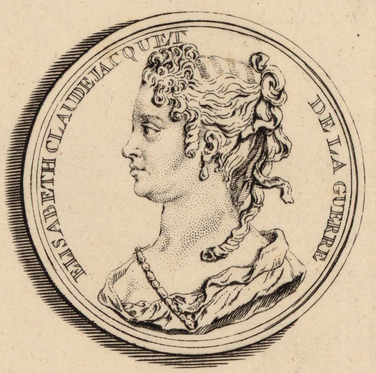 Portrét skladatelky Elisabeth Claude Jacquet de La Guerre 1665-1729. od Louis Crepy