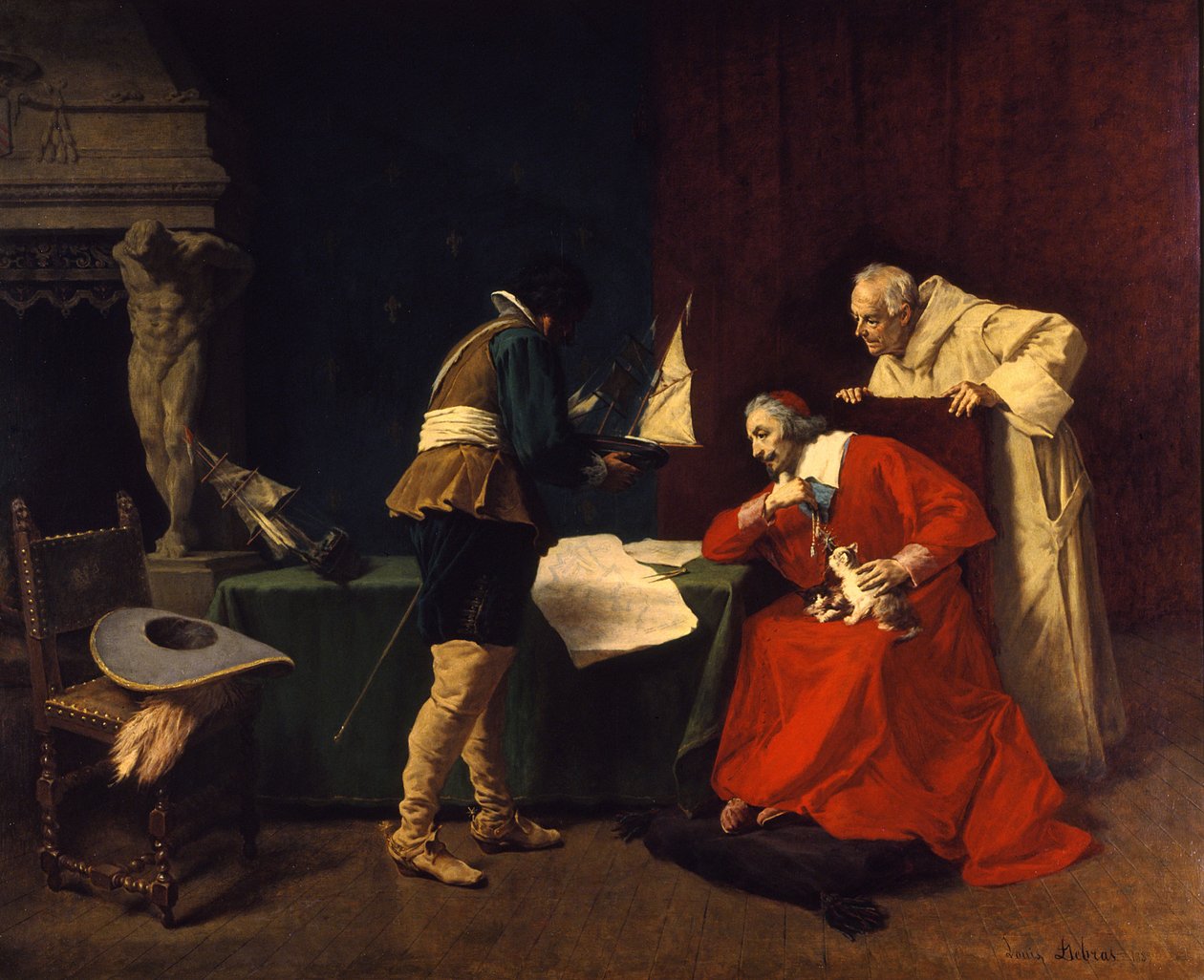Richelieu studuje plány útoku na obléhání La Rochelle od Louis Debras