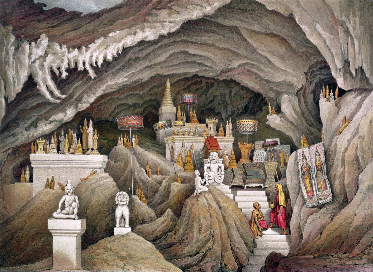 Interiér jeskyně Nam Hou, Laos, z „Atlas du Voyage d