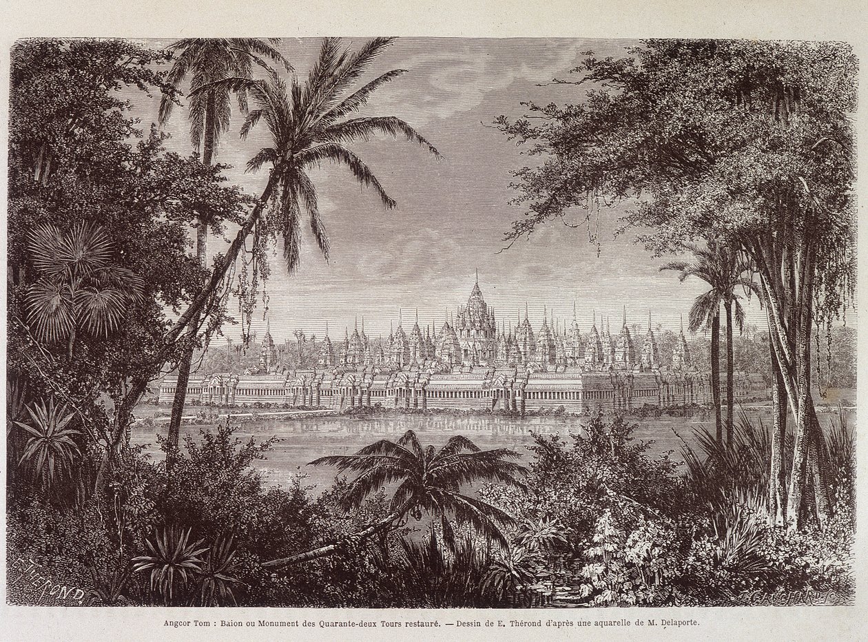 Pohled na Angkor Thom kolem roku 1870 - v "" Voyage au Cambodia "" Louis Delaporte, Paříž od Louis Delaporte