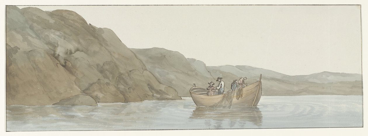 Gezicht op Kaap Paceco v Kalábrii nabij de stad Scilla Pohled na mys Paceco v Kalábrii poblíž Scilla (název na objektu) Cesty po Itálii, Sicílii a Maltě - 1778 (název série) od Louis Ducros
