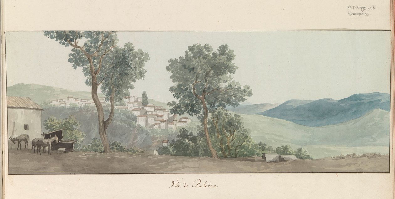 Gezicht op Paterno Pohled na Paterno (název na objektu) Cesty po Itálii, Sicílii a Maltě - 1778 (název série) od Louis Ducros
