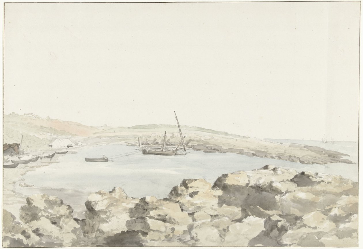 Gezicht op de Haven van Luogo Vivo Výškový pohled na přístav Luogo Vivo Cesty po Itálii, Sicílii a Maltě - 1778 (název série) od Louis Ducros