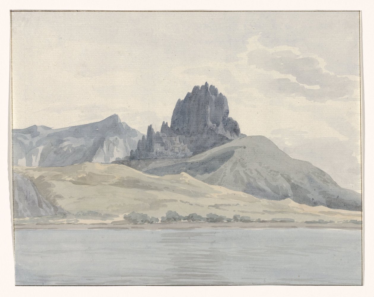 Pohled na pobřeží Pentidatilo na druhé straně mysu Spartivento Vue de la cote de Pentidatilo au delà du Cap de Spartivento (název na objektu) Voyage en Italy a Sicile et à Malte - 1778 (název série) od Louis Ducros
