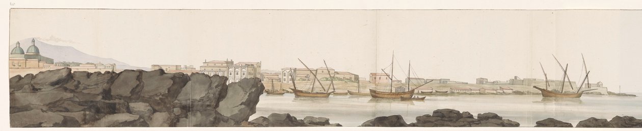 Pohled na přístav Catania Vue du Port de Catane (název na objektu) Voyage en Italy a Sicile et à Malte - 1778 (název série) od Louis Ducros