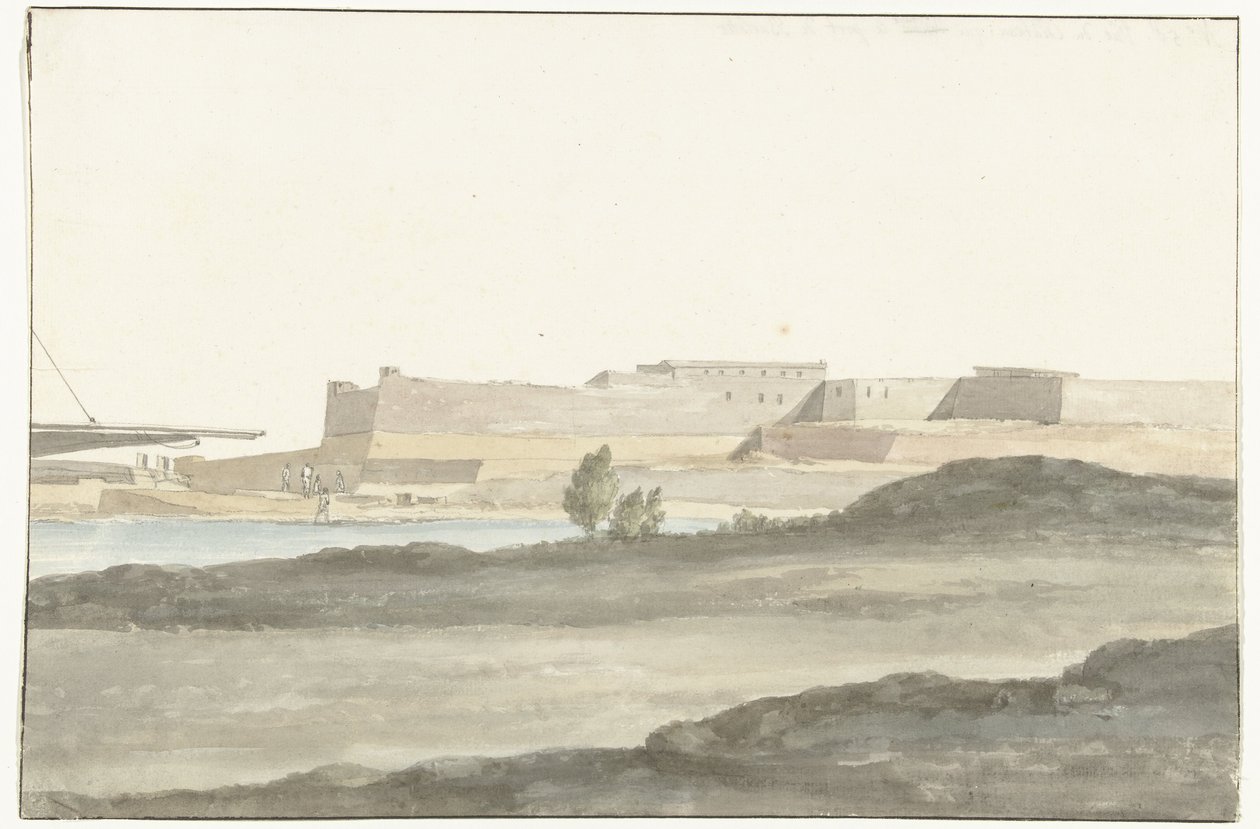 Pohled na hrad v přístavu Barletta Vue du Château, qui domine le port de Barletta (název na objektu) Voyage en Italy a Sicile et à Malte - 1778 (název série) od Louis Ducros