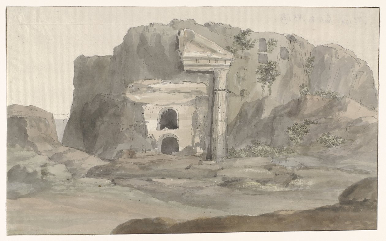 Hrobky s fasádou v dórském stylu vytesanou do skály poblíž Syrakus Voyage en Italy a Sicile et à Malte - 1778 (název série) od Louis Ducros