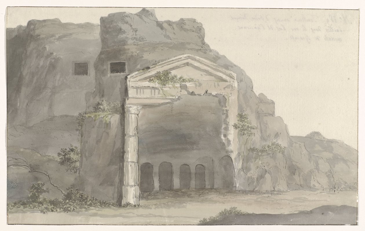 Hrobky s fasádou v dórském stylu vytesanou do skály poblíž Syrakus Voyage en Italy a Sicile et à Malte - 1778 (název série) od Louis Ducros
