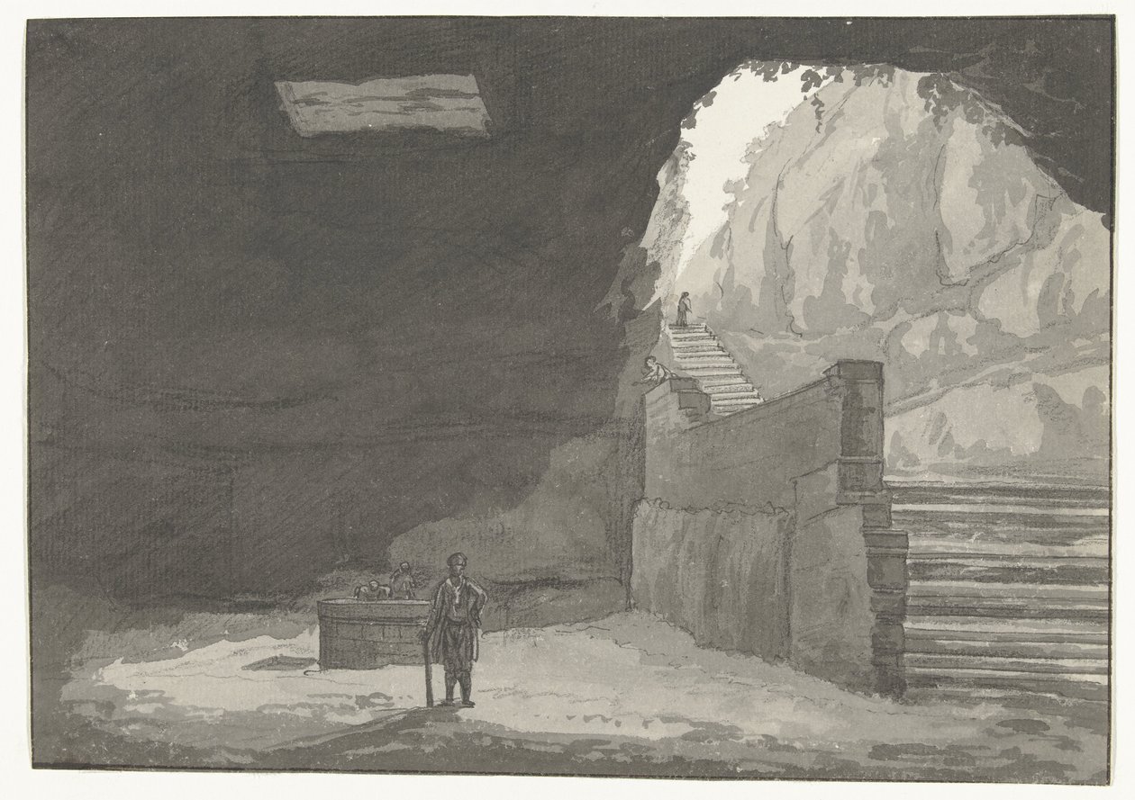 Jeskyně Fontein v de Oude stad Manduria Jeskyně a fontána Mandurians zmíněná v Plinius Cesty po Itálii, Sicílii a Maltě - 1778 (název série) od Louis Ducros