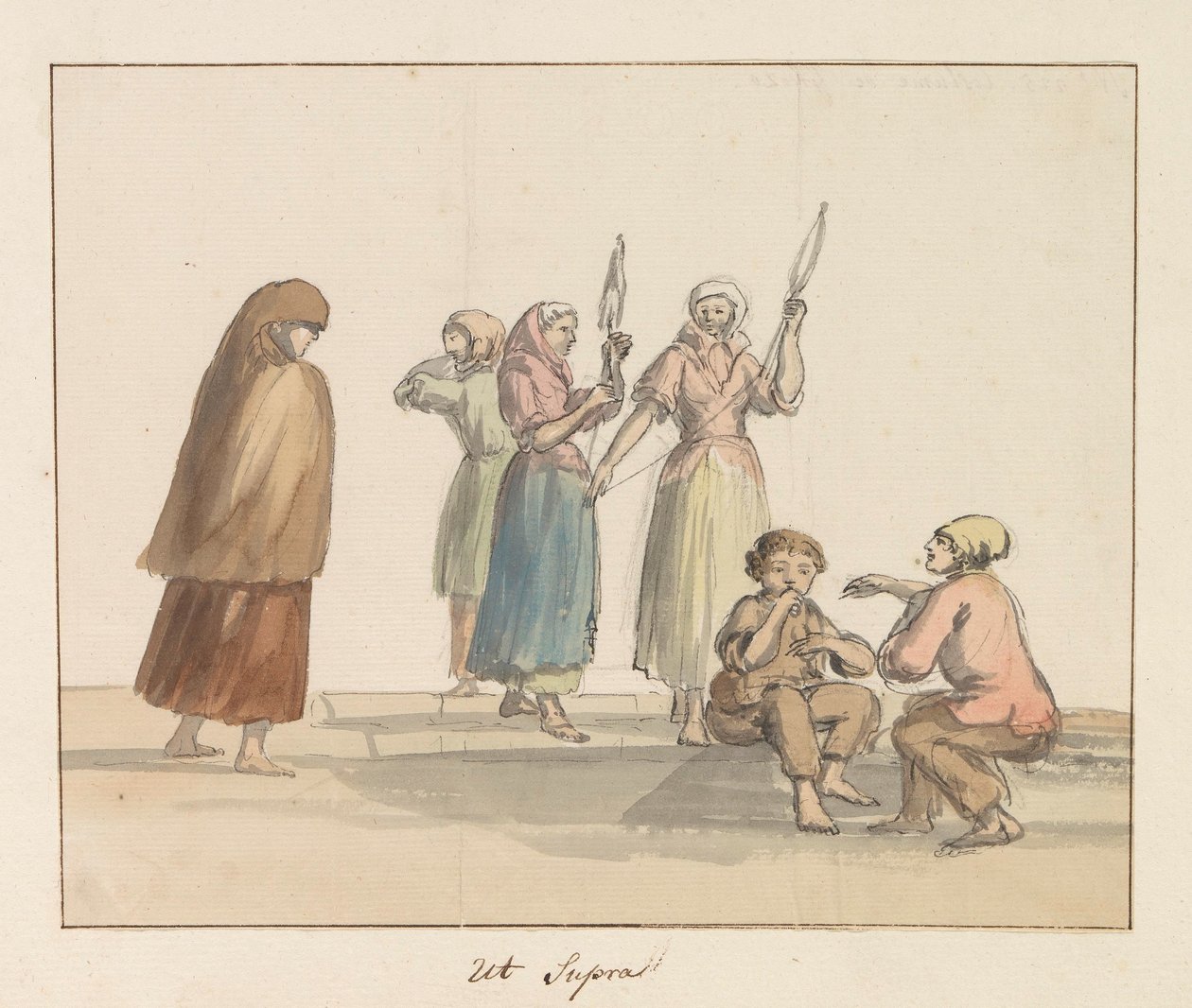 Tradiční kroje ostrova Gozo Kostým de Ghozo (název na objektu) Voyage en Italy a Sicile et à Malte - 1778 (název série) od Louis Ducros