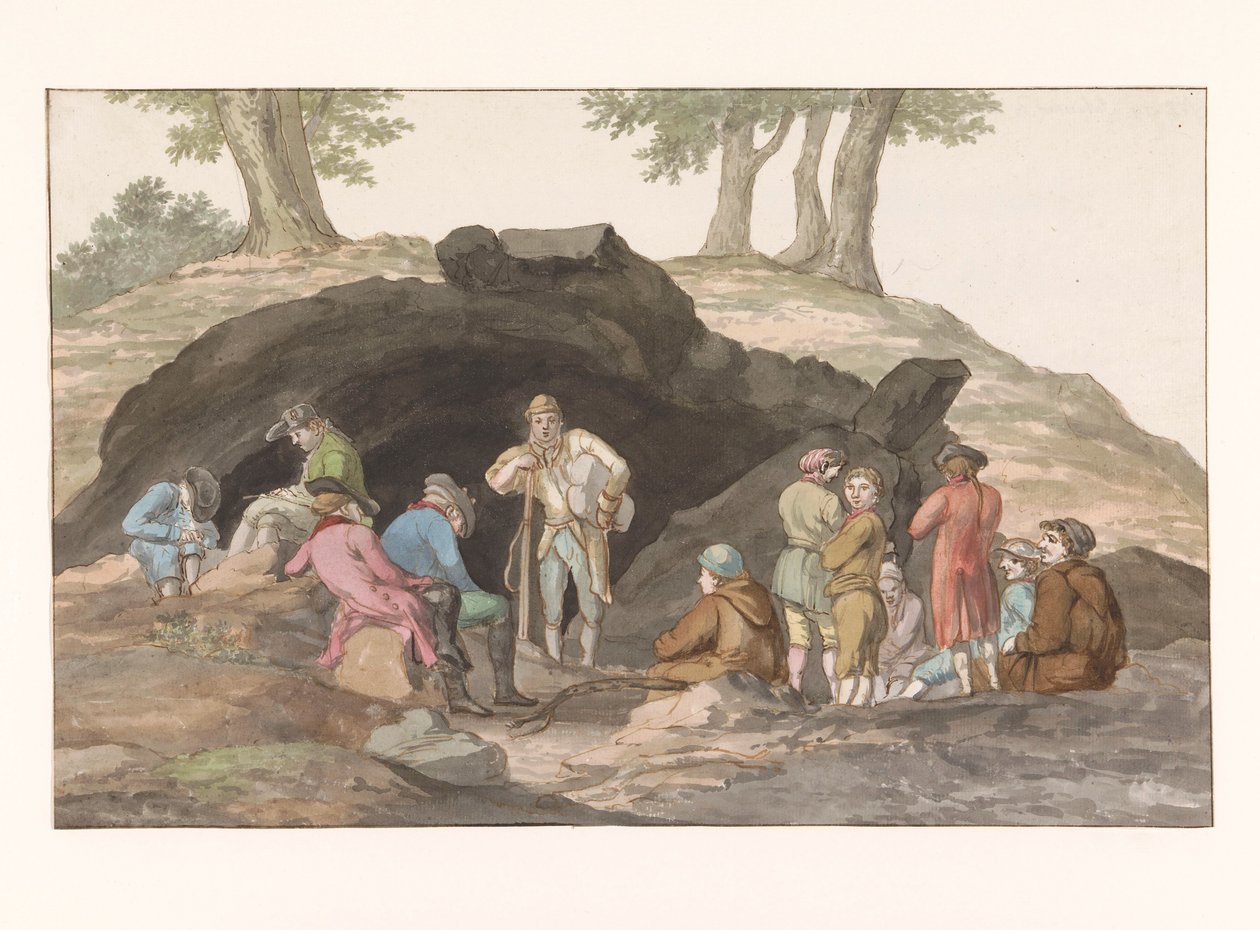 Zastávka u Grotte delle Capre na hranici u Nemorosa a Fredda Interiér jeskyně (název na objektu) Voyage en Italy a Sicile et à Malte - 1778 (název série) od Louis Ducros