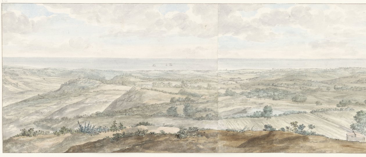 Panorama vanaf Collis Minervalis Celkový pohled z vrcholu Collis Minervalis (název na objektu) Cesty po Itálii, Sicílii a Maltě - 1778 (název série) od Louis Ducros