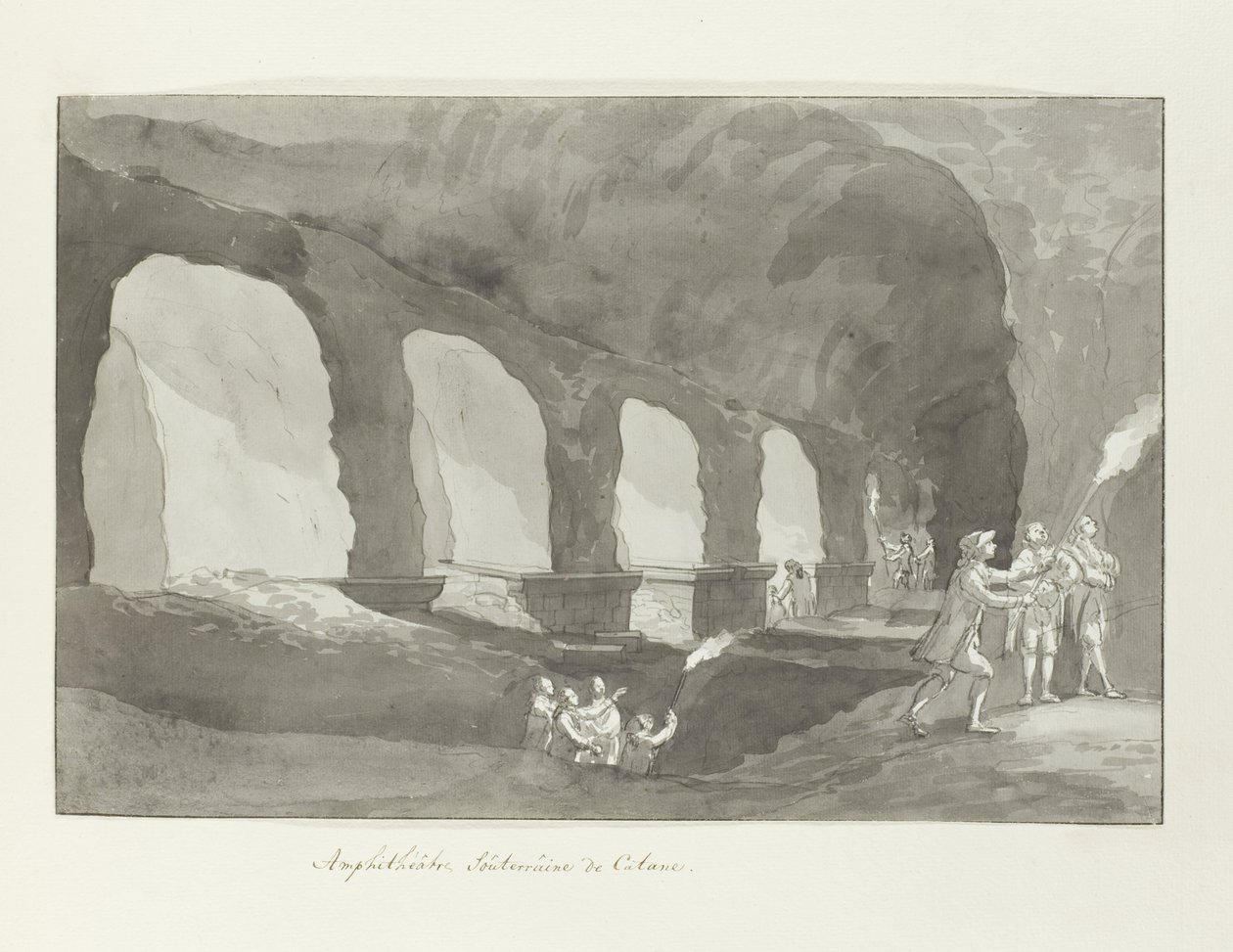 Podzemní van het amfiteátr van Catanië Amfiteátr Catania (název na objektu) Cesty po Itálii, Sicílii a Maltě - 1778 (název série) od Louis Ducros