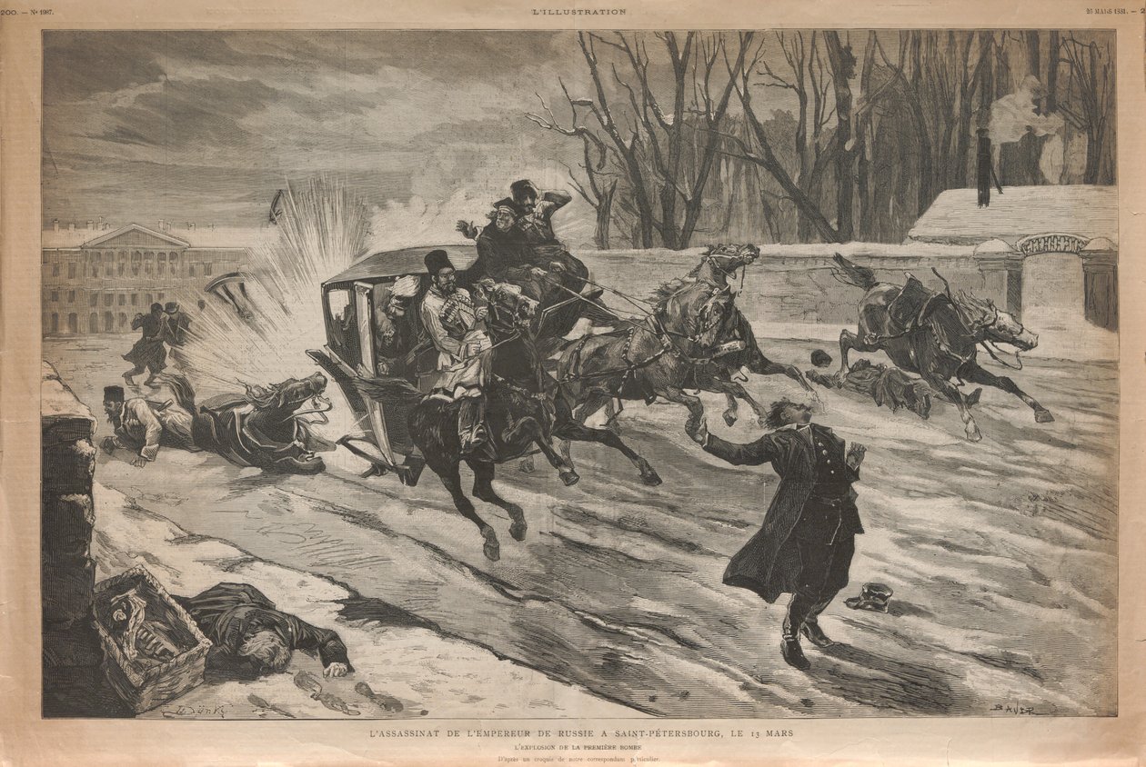 Atentát na cara Alexandra II v Petrohradu, 1881. od Louis Dünki