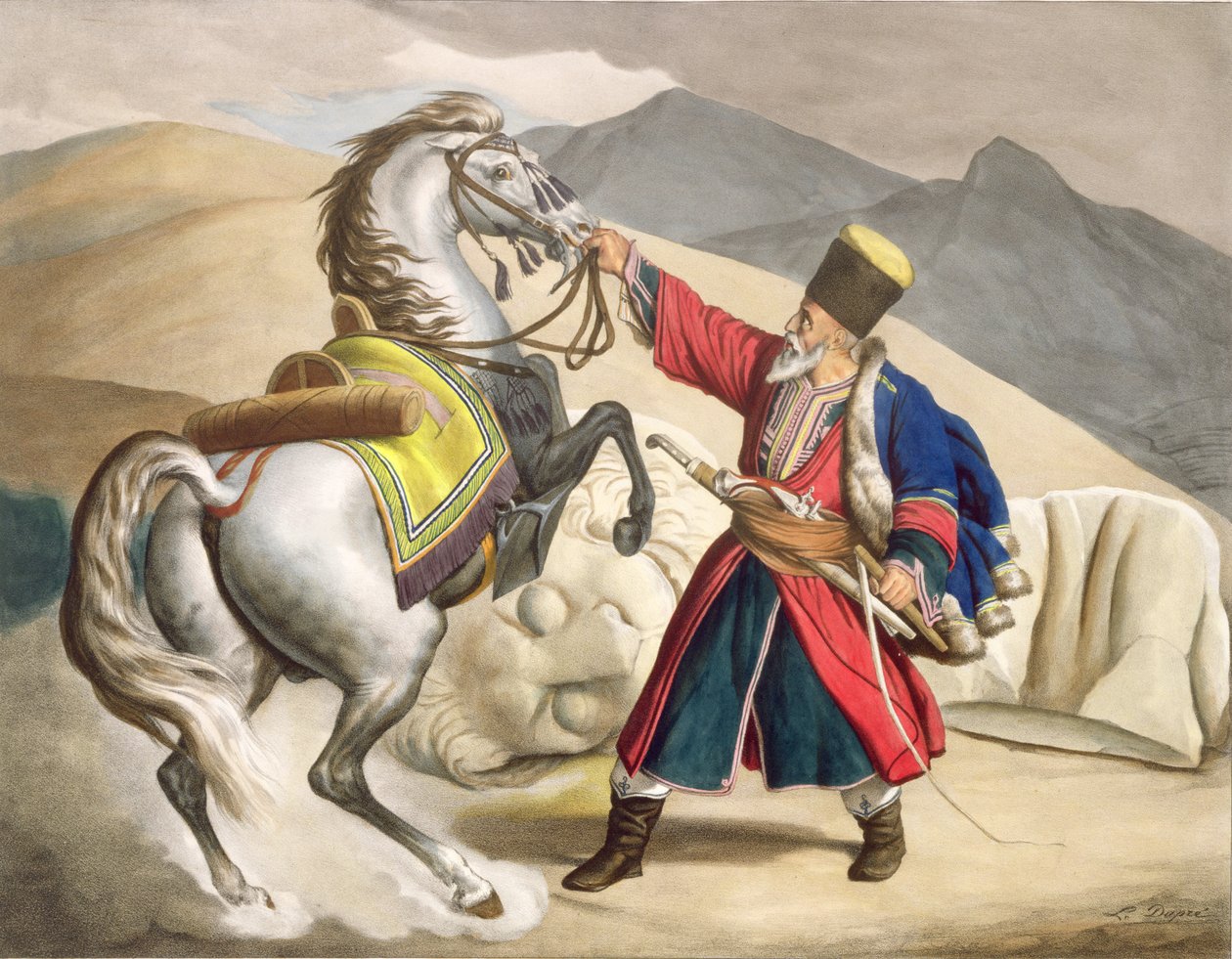 Tatar se svým koněm, vyrytý bratry Thierry, 1825 od Louis Dupré