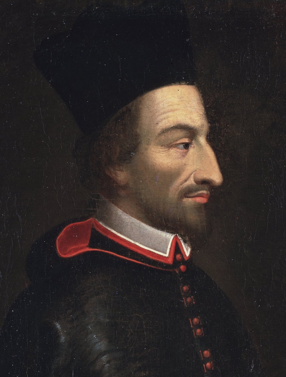 Portrét Cornelia Jansena, zvaného Jansenius, biskup z Yper, detail (olej na plátně od Louis Dutielt