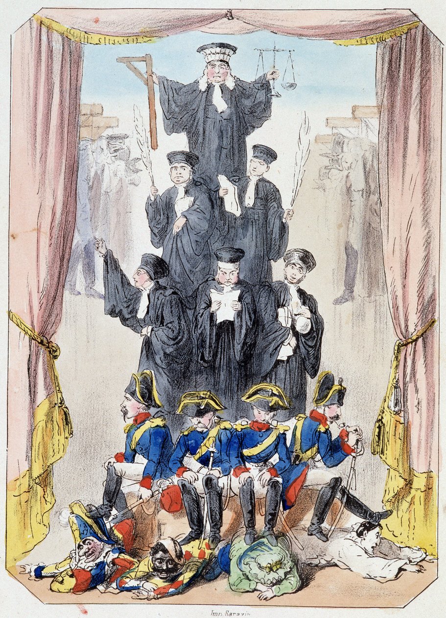 Litideurs navzdory nim - Litografie, převzato z Theater des marionnettes du jardin des Tuileries, text a kresba Louis Edmond Duranty (1833-1880), Paříž od Louis Edmond Duranty