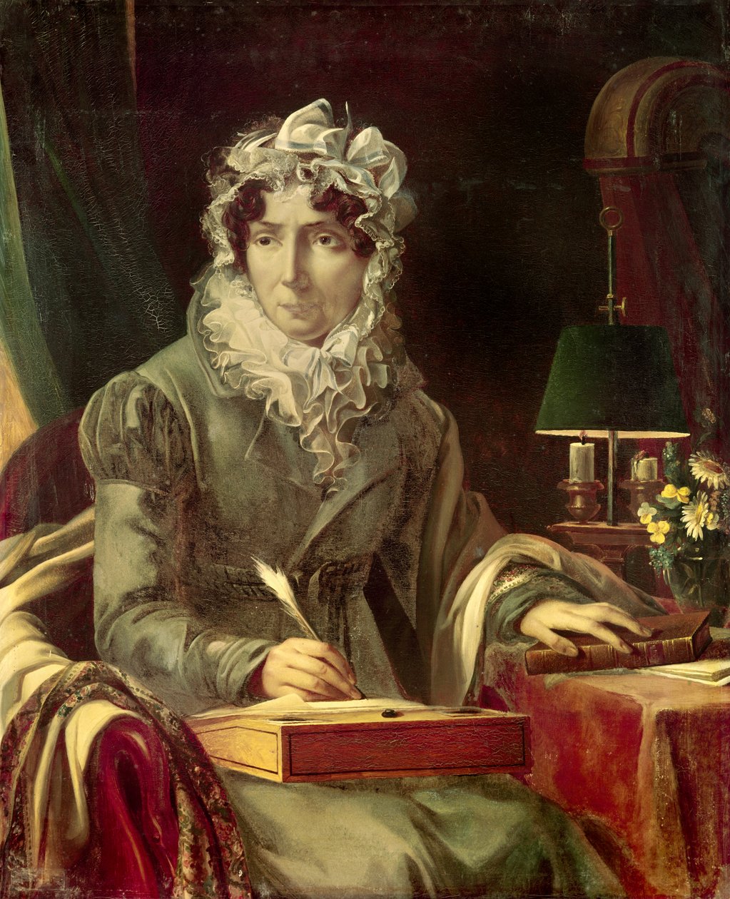 Madame de Genlis - “” Portrét Stephanie Felicite Ducrest (z erbu Saint Aubin), hraběnky z Genlis (1746-1830) Maitress of Philippe Egalite (Louis Philippe II Joseph vévoda z Orleansu od Louis Edouard Rioult