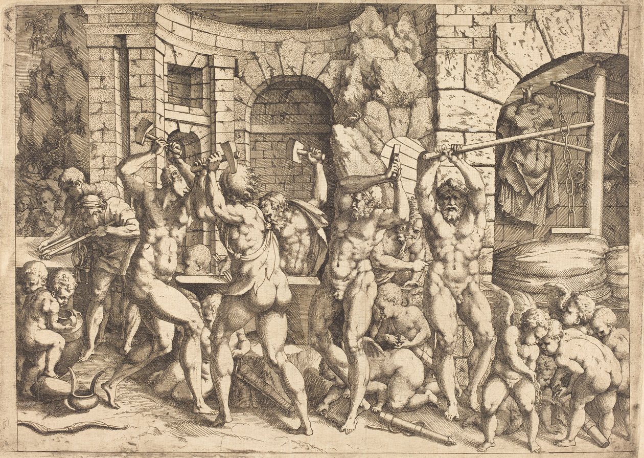 Forge of Vulcan od Louis Elle I after Francesco Primaticcio