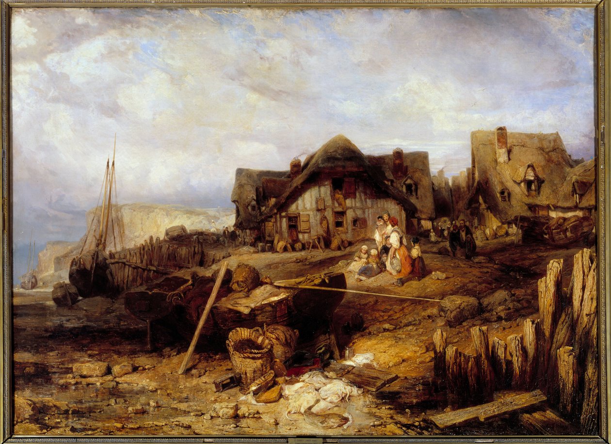 Beach a low maree Obraz Louise Gabriela Eugene Isabey (1803-1886) 19. století Sun. 0,27x0,4m. od Louis Eugene Gabriel Isabey