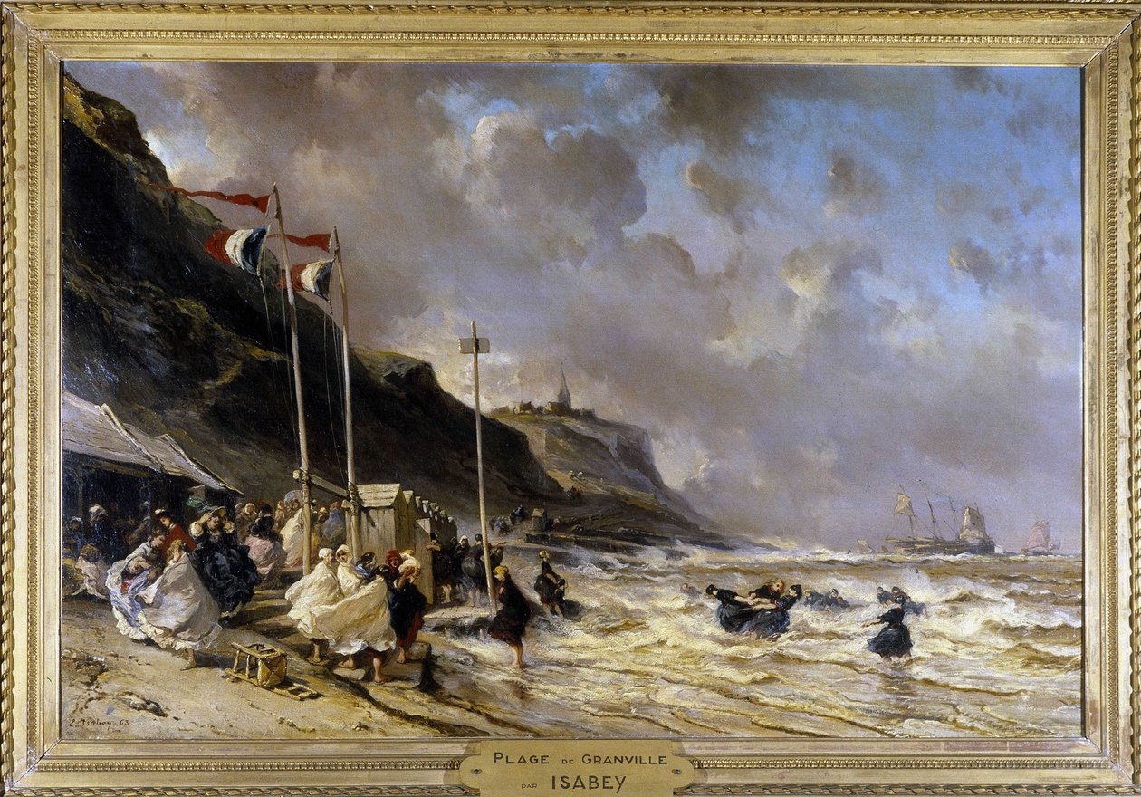 Granville Beach - Olej na plátně, Eugene Louis Gabriel Isabey (1803-1886) od Louis Eugene Gabriel Isabey
