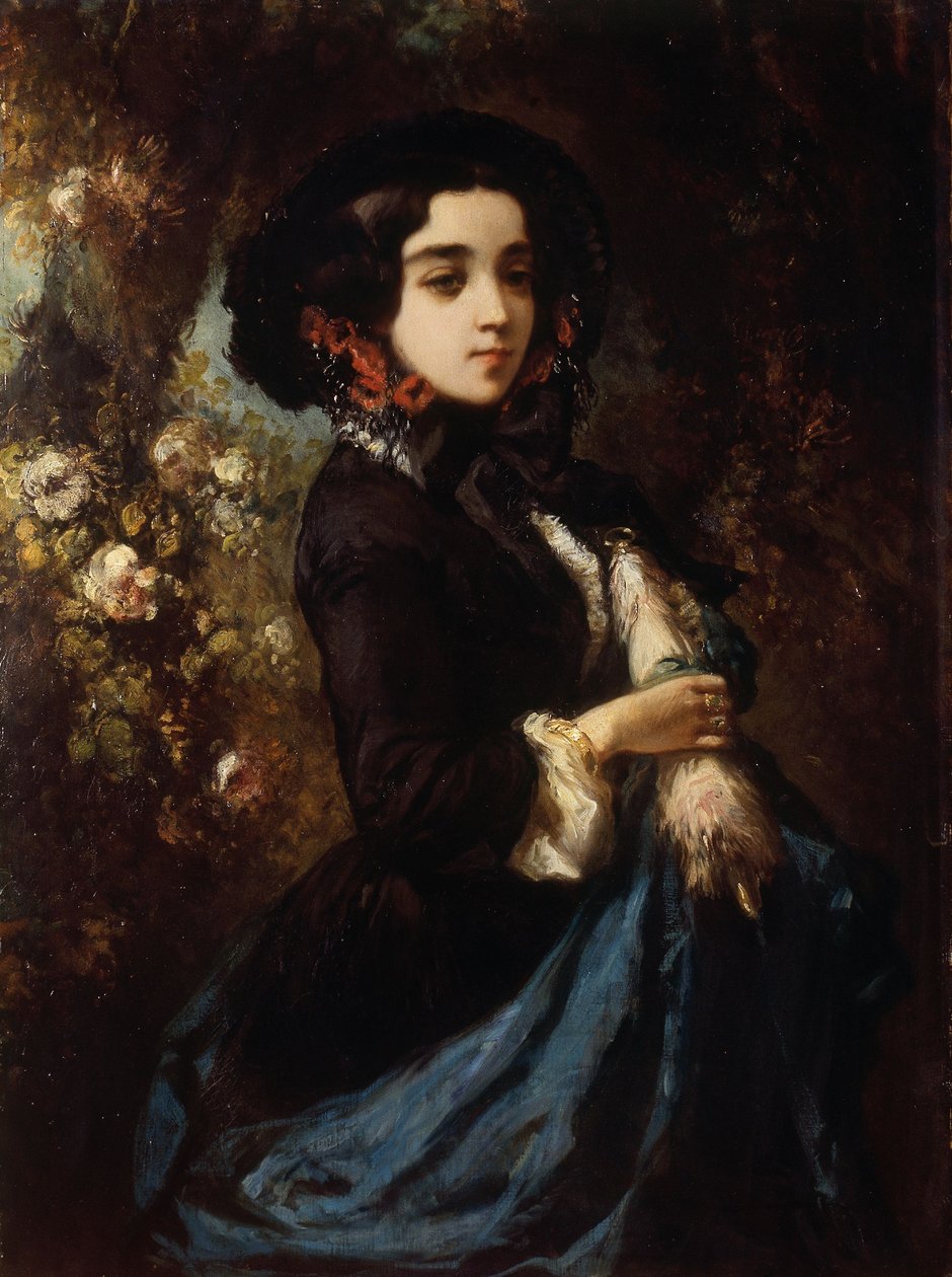 Portrét dámy, asi 1860-65 (olej na plátně) od Louis Eugene Gabriel Isabey