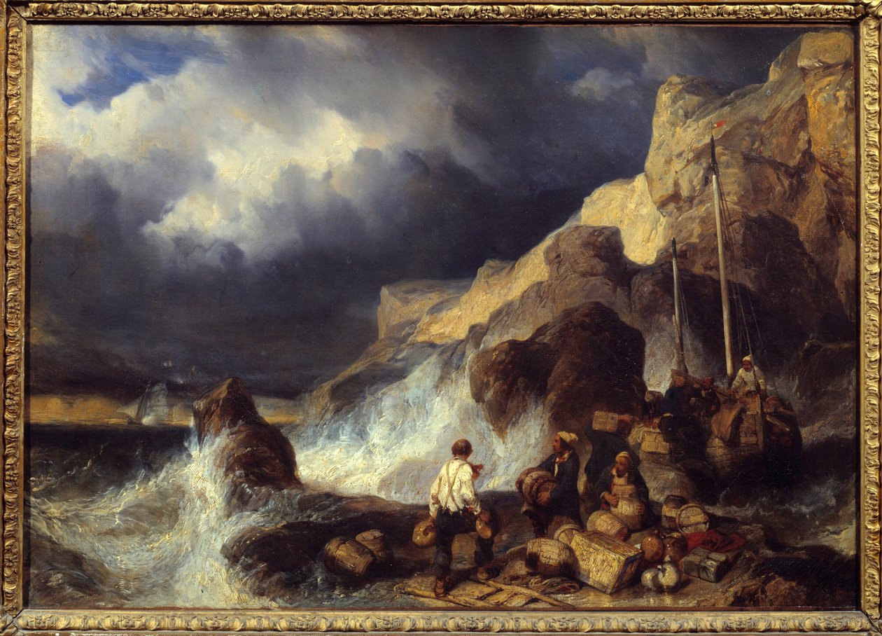 Pašeráci převážející zboží. Obraz Louise Gabriela Eugene Isabey (1803-1886) od Louis Eugene Gabriel Isabey