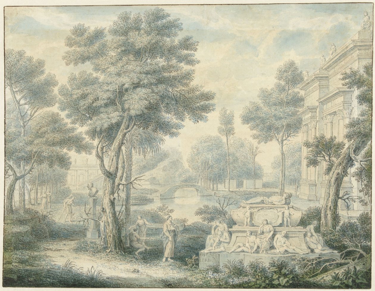 Arkádská krajina s hrobkou od Louis Fabritius Dubourg
