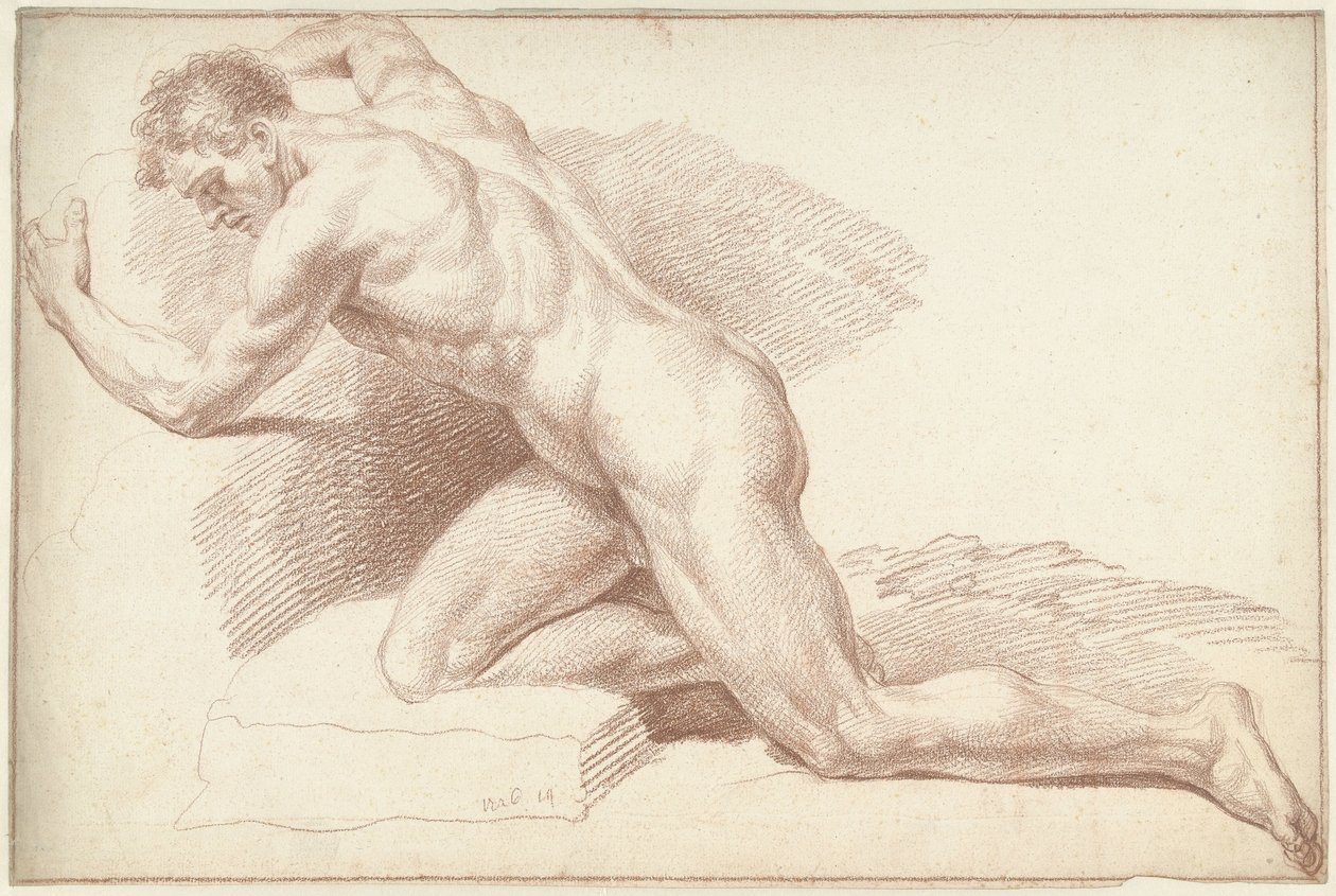 Mužský akt, klečící, tváří vlevo od Louis Fabritius Dubourg