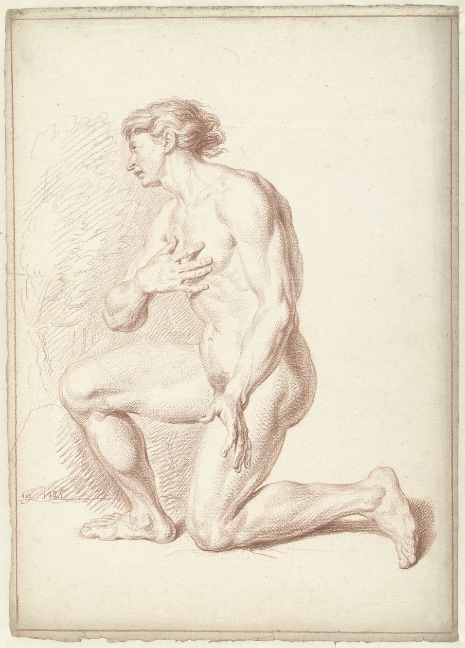 Mužský akt, klečící, tváří vlevo od Louis Fabritius Dubourg