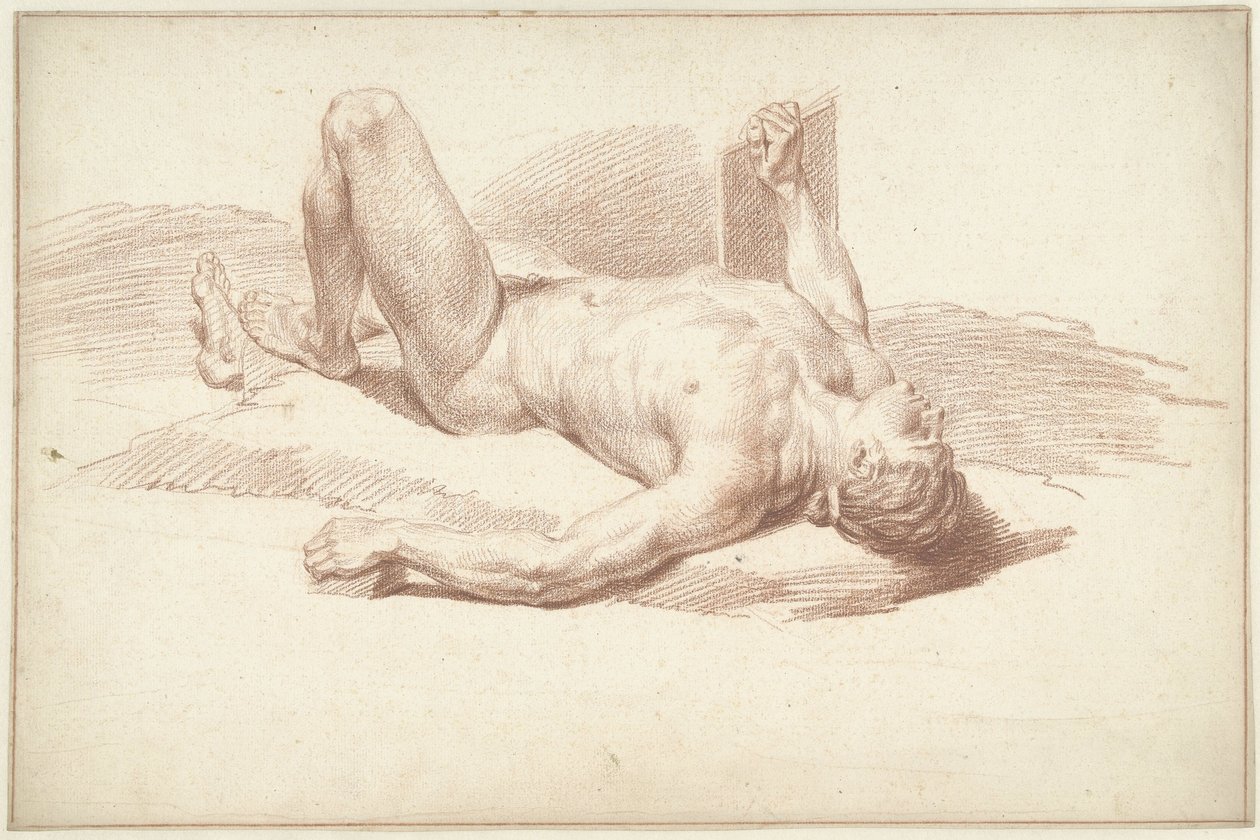 Mužský akt, ležící na zádech od Louis Fabritius Dubourg