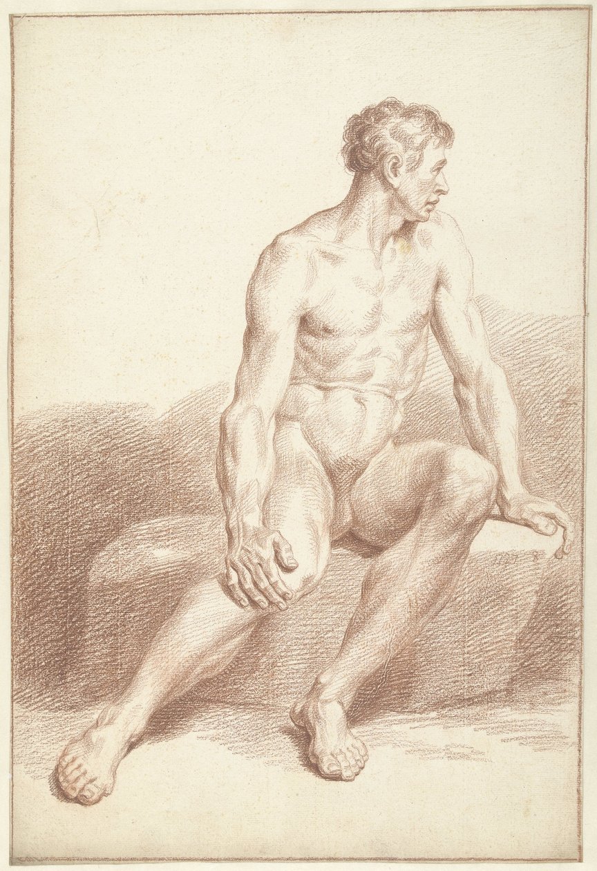 Mužský akt, sedící, otočený vpravo od Louis Fabritius Dubourg