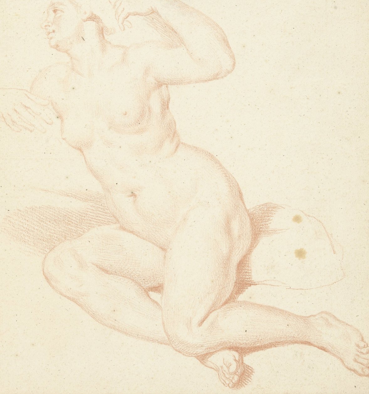 Studie sedícího ženského aktu od Louis Fabritius Dubourg