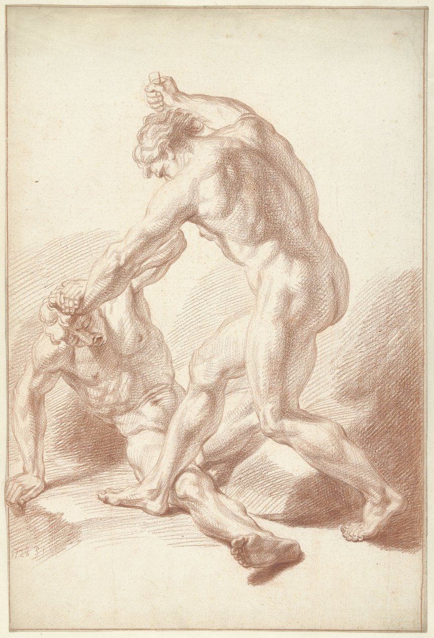 Dva nazí muži bojují od Louis Fabritius Dubourg