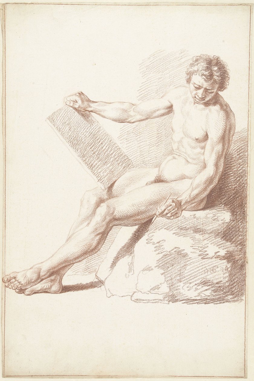 Sedící akademie nahá jako kreslíř od Louis Fabritius Dubourg
