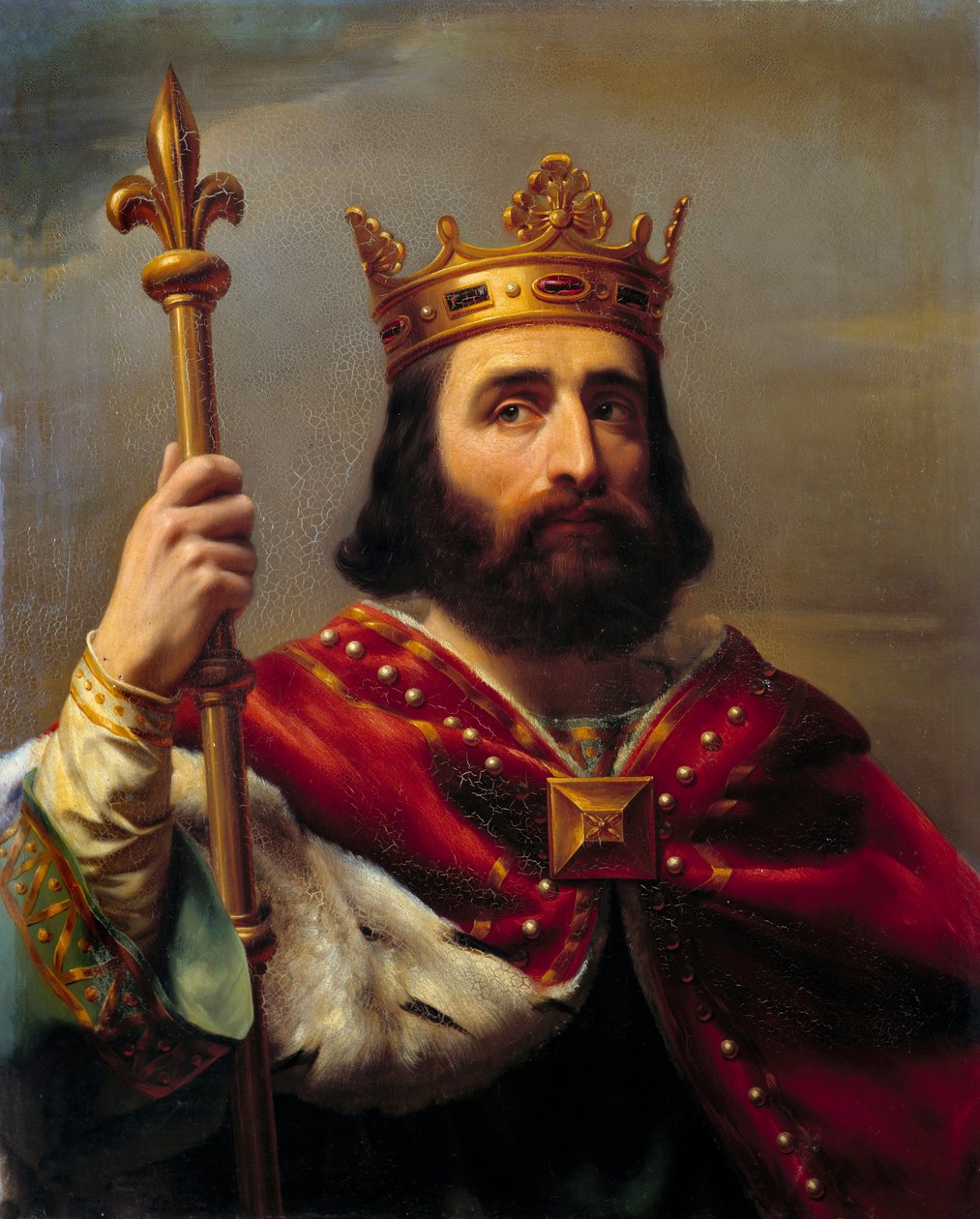 Portrét Pepina III známého jako Pepin Brief (714-768), král Francie. Obraz Louis Felix Amiel (1802-1864) od Louis Félix Amiel