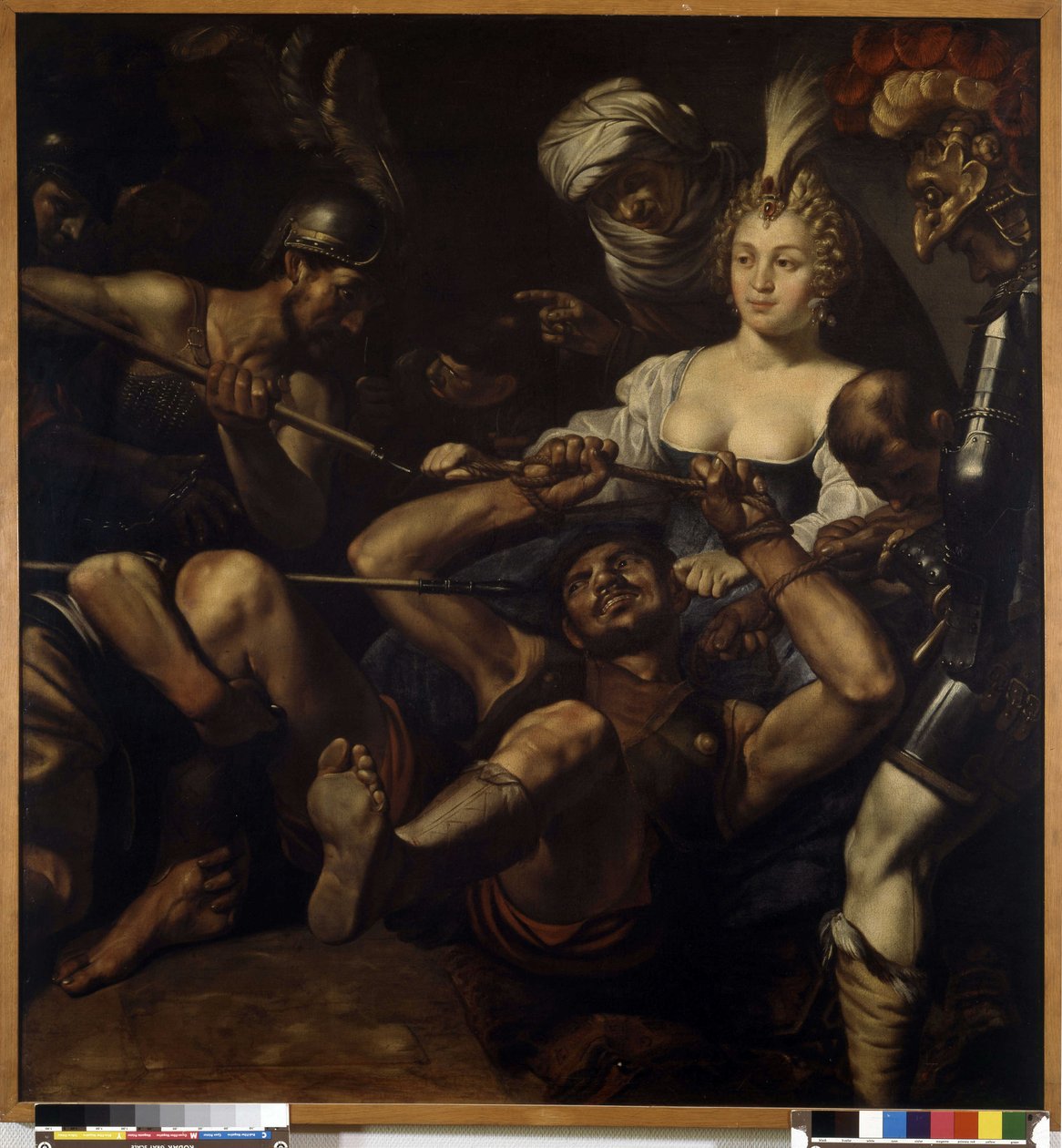 Samson a Dalila: Samson ztrácí sílu, když si Dalila ostříhá vlasy (olej na plátně) od Louis Finsonius or Finson