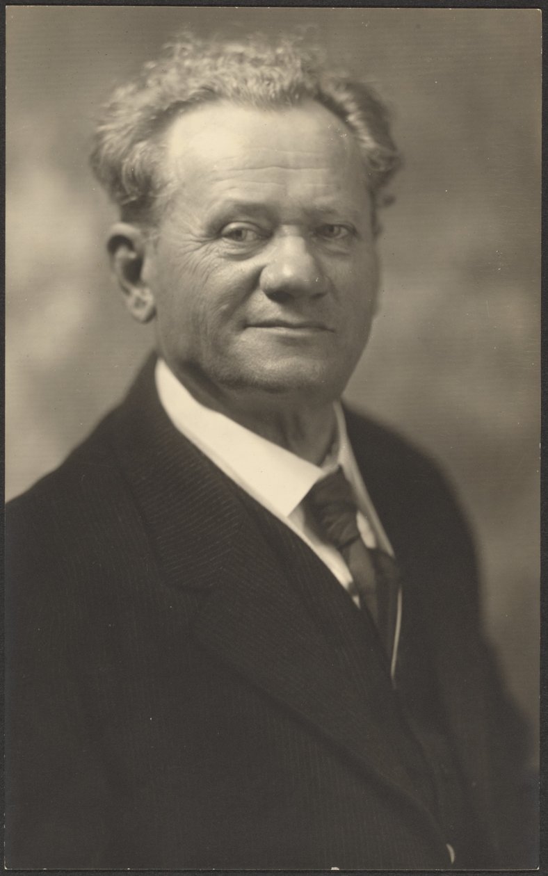 [Portrét muže v černém pruhovaném obleku] od Louis Fleckenstein