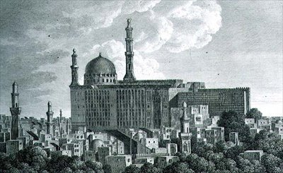 Katedrála Djami nebo mešita Hasan v Káhiře, vyrytá Pierrem Nicolasem Ransonnettem (1745-1810), deska 65 ze svazku III „Voyage Pittoresque“ od Louis Francois (after) Cassas