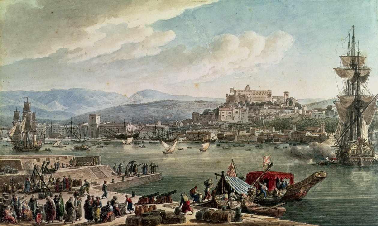 Terstský přístav, 1802 (plakát) od Louis Francois Cassas